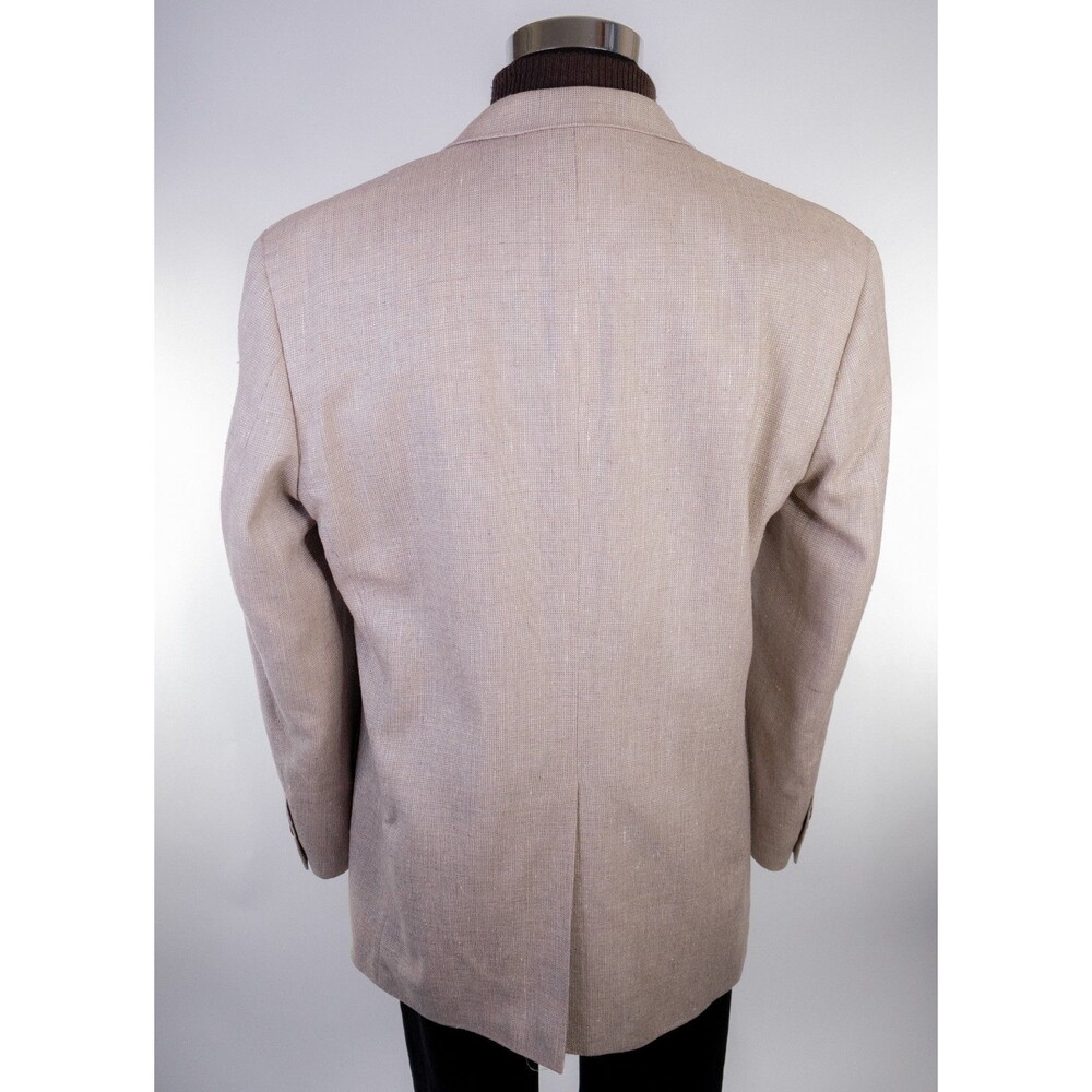SAVILE ROW Sport Coat Blazer Beige Sz 42L Beige 100% Silk Two Button Jacket - Picture 9 of 15